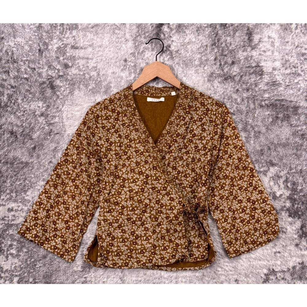 New Doen Top XS Womens Floral Kimono Style Wrap Blouse
